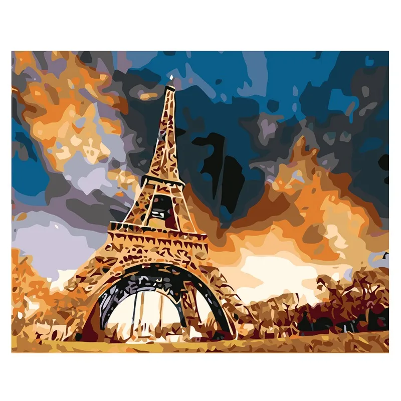 

40*50cm Paris Railroad Diy Digital Painting By Number Kit For Adults Kids Wall Art Paintings Home Decoration Painting
