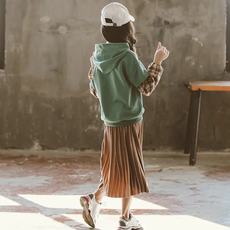 

Green 2pcs Clothes Suit Spring Summer Children Clothes Baby Girls Sweatshirts+ Pants Kids Teenagers Outwear High Quality