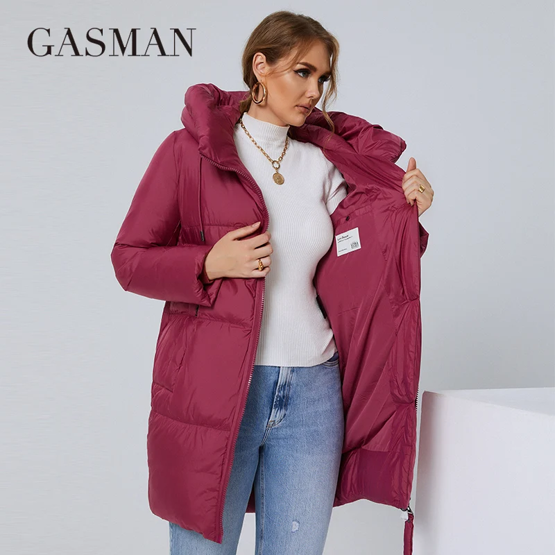 Женский длинный пуховик GASMAN 2022 модное пальто в классическом стиле женская