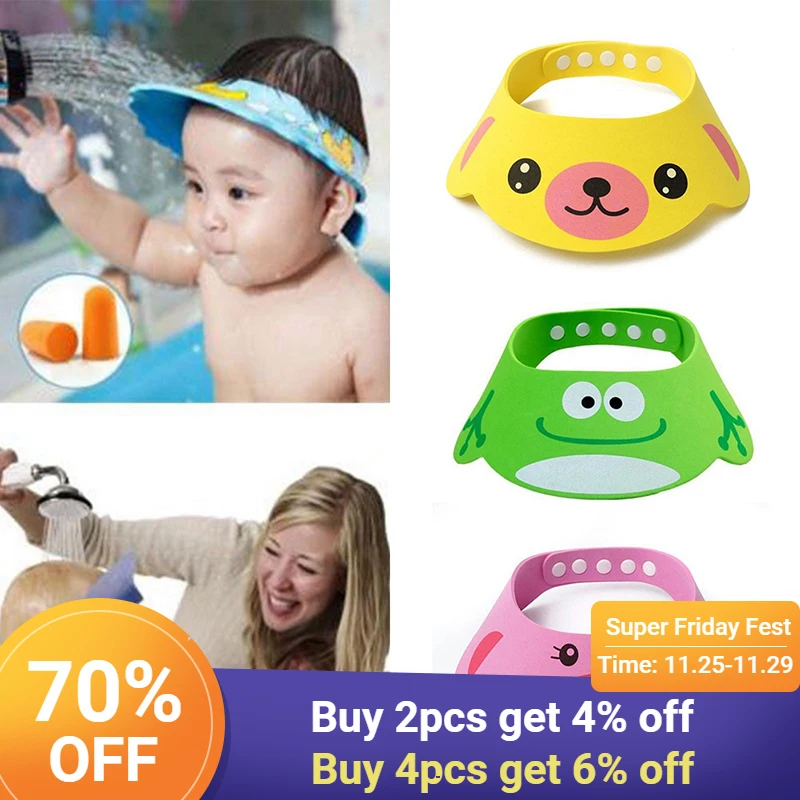 

Cartoon Thickened Children's Shampoo Cap Adjustable Baby Shower Cap Protect Outdoor Visor Hat Hair Wash Shield for Children