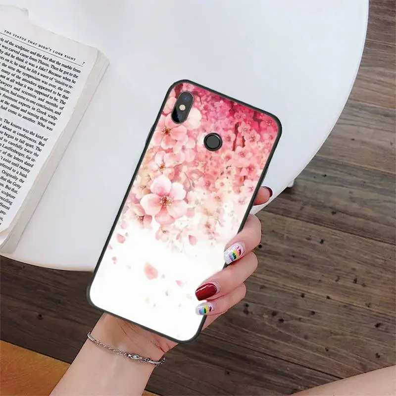 

Kawaii Japanese anime pink flowers Cherry Phone Case For Xiaomi Redmi Note7 8 9 Note8T 9T 8Pro 9S Note10 Redmi 8A X3 9C
