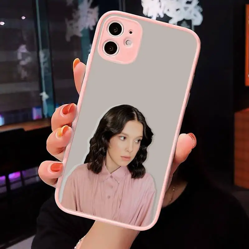 

Millie Bobby Brown Phone Case Matte transparent For Pink iPhone 12 Mini 11 Pro XR XS Max 7 8 Plus X Back Cover