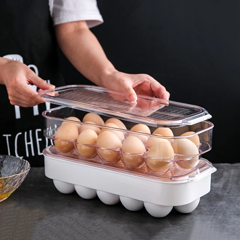 

16 Egg Trays Drawer Type Crisper Plastic Sealed Storage Box for Refrigerator Can Space Food Preservation Box Kitchen Organizer