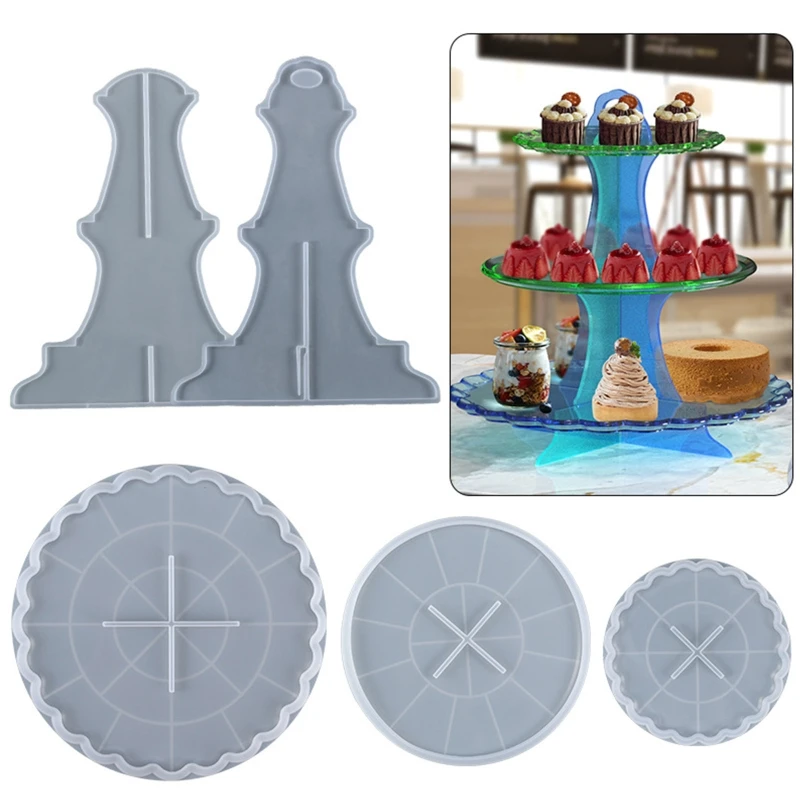 

3 Tier Resin Tray Mold DIY Crystal Epoxy Resin Mould Three-layer Fruit Plate Cake Stand Silicone Mold for Making Dessert Platter