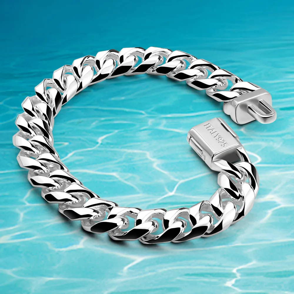 Браслеты-цепочки мужские из серебра 925 пробы с кубинской волной | Украшения и