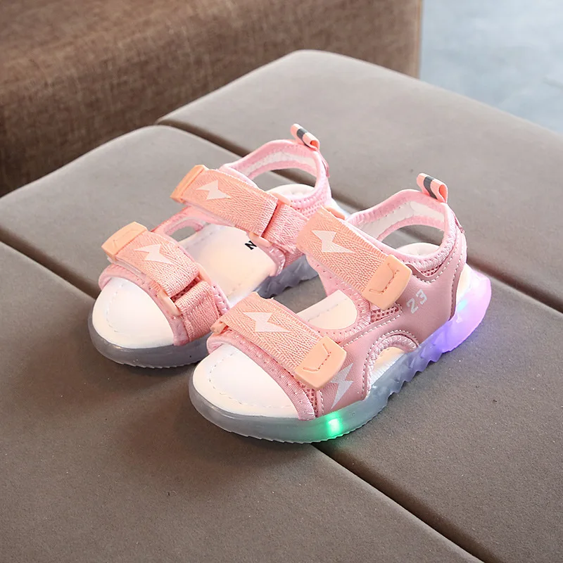 Детская обувь с двойной звездой Светодиодные фонари Сандалии для мальчиков