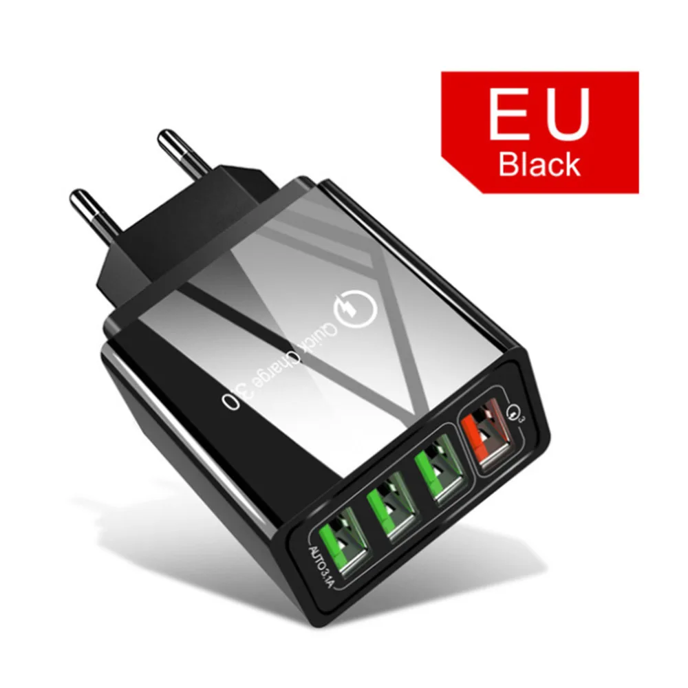 Bayserry QC3.0 Eu Us адаптер 4 USB мульти-рот Быстрая зарядка головка 5.1A зарядное устройство
