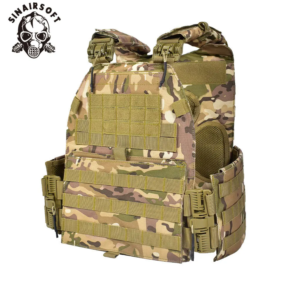 Outdoor Modular Tactical Multicam Camouflage Physical Load Training Military Combat Plate Carrier Paintball Body Armour Vest