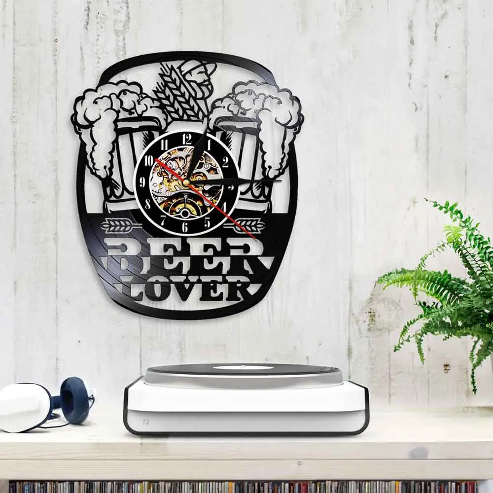 Кружка для пива паба настенные часы пивоварня декоративные с виниловой записью