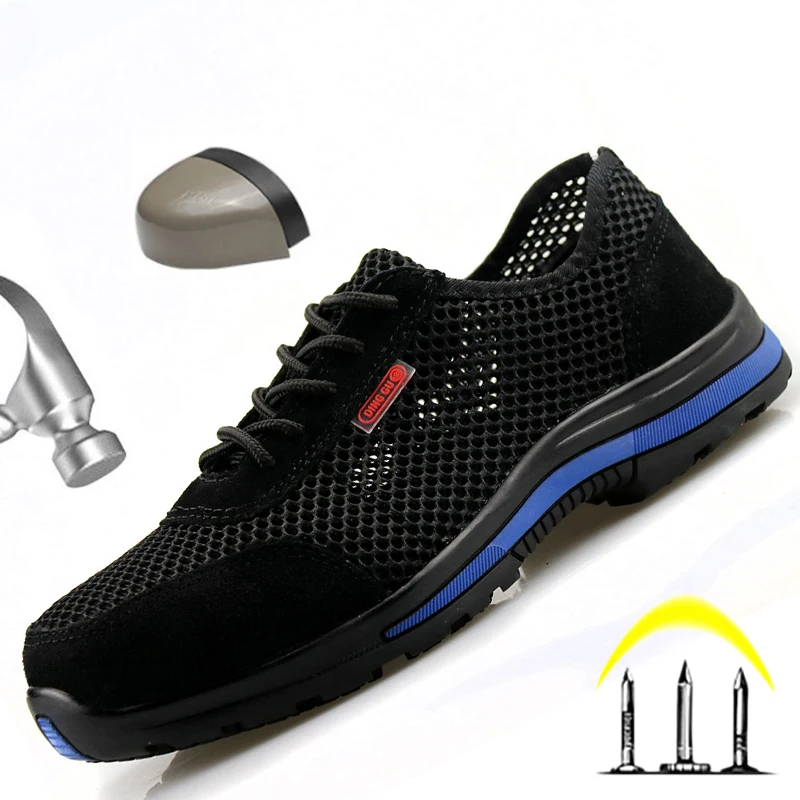 

Кроссовки мужские с защитой от проколов, легкие сникерсы, дышащая обувь для работы, летняя защитная обувь