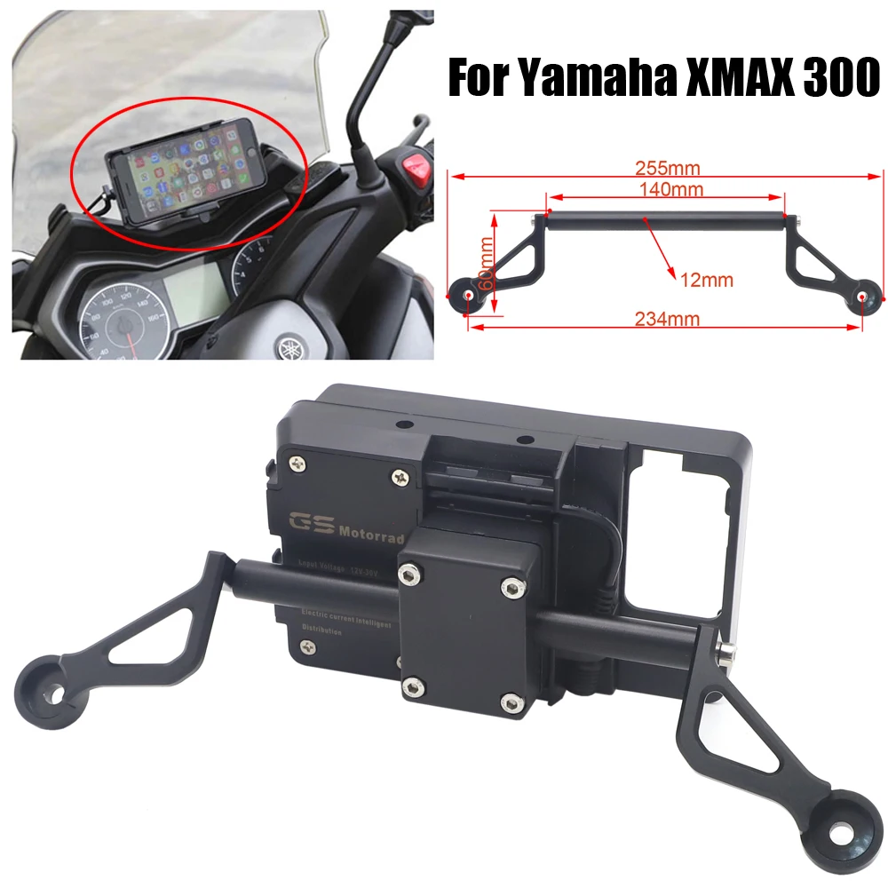 Черный Для Yamaha XMAX 300 XMAX300 X MAX мотоцикл передняя подставка для телефона держатель