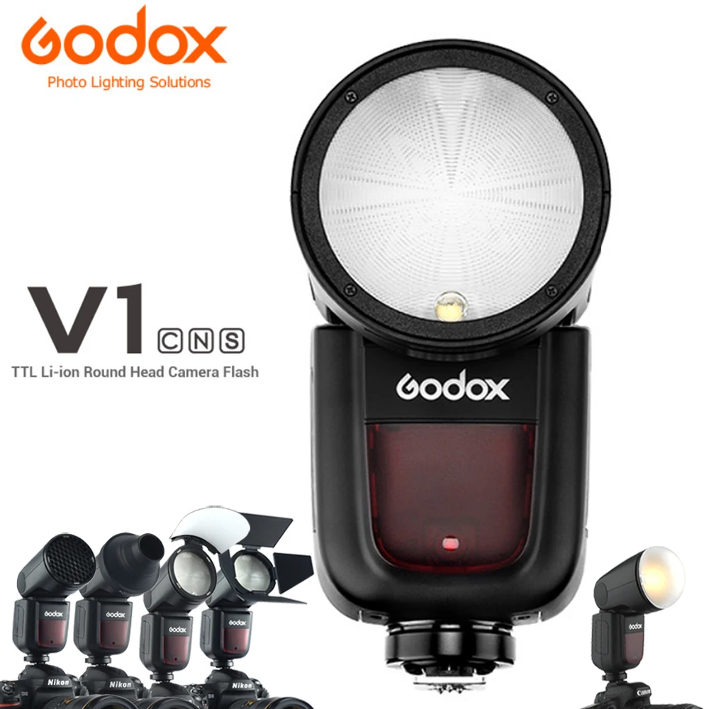 Godox V1 V1C V1N V1S V1F V1P V1O TTL Li Ion круглая головка вспышка для камеры 2 4G HSS Speedlite Canon Nikon Sony Fuji