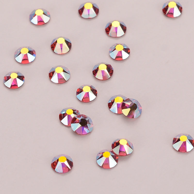 Розовые стразы AB мерцающие с плоской задней поверхностью без горячей фиксации