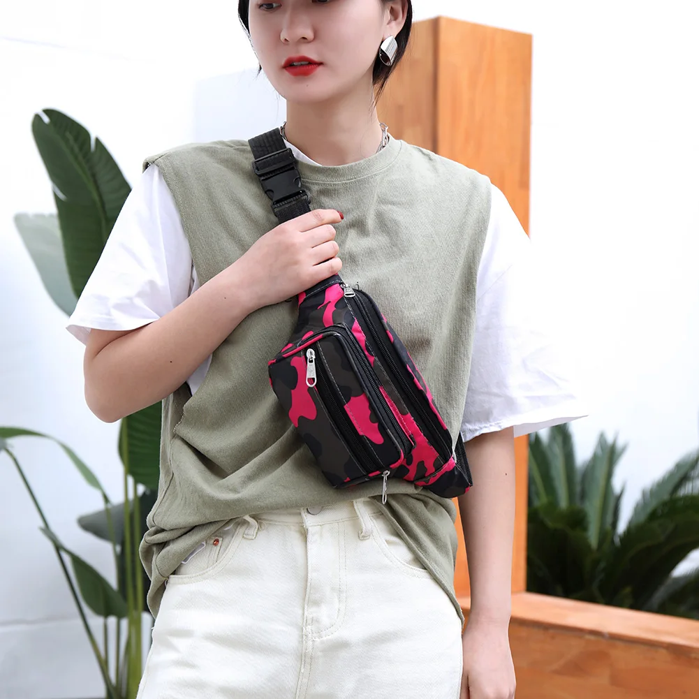 

2021 Camo Waist Bag Waterproof Unisex Nylon Waist Fanny Packs Casual Women Chest Bag Bum Belt Bag Packs Female Crossbody Bag