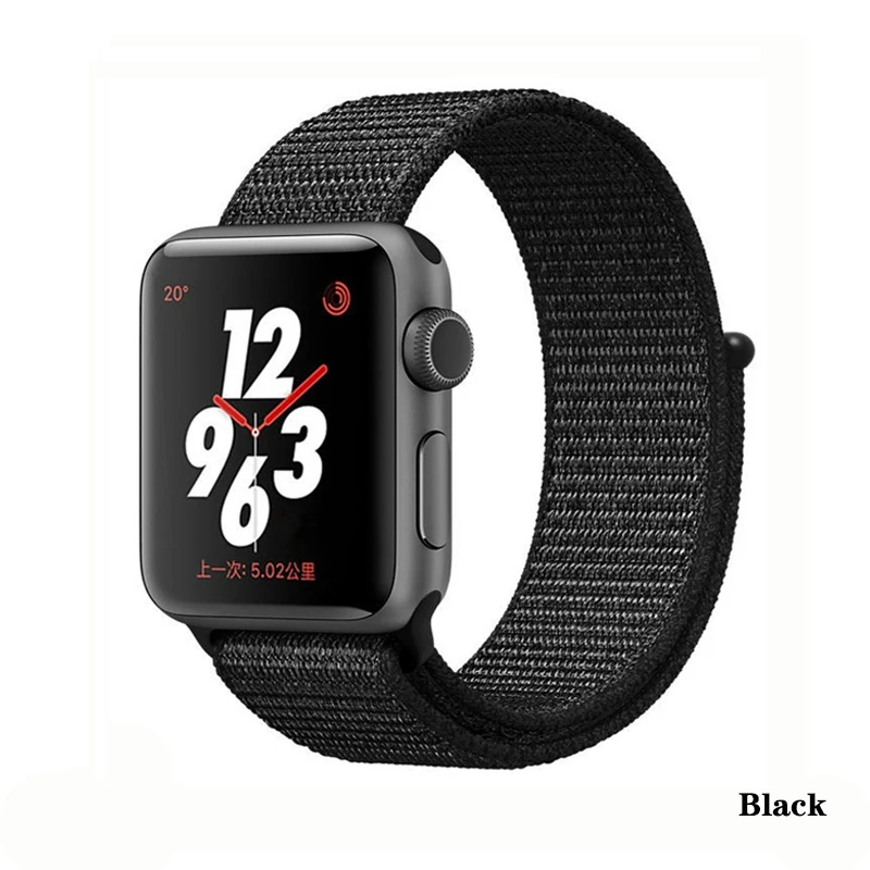 Нейлон pulseira для apple watch band 4 44 мм 40 мм(iwatch 5) apple watch 3 2 1 ремешок 42 мм 38 мм дышащий браслет ремень аксессуары - Цвет ремешка: Black