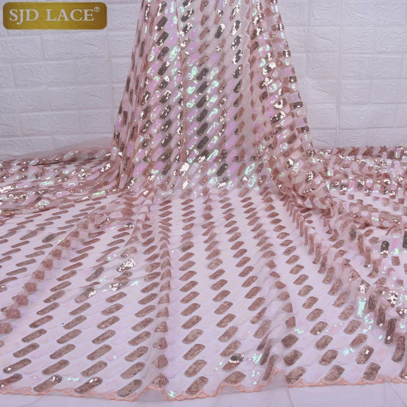 

African Lace Fabrics With Sequins French Tulle Mesh Lace Sequins Lace Fabric for Bridal Materials Nigera Wedding Dress A1739