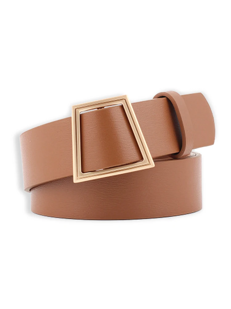 Женский трапециевидный ремень черный из искусственной кожи с гладкой