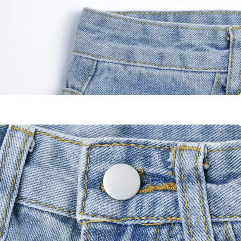 Шорты женские прямые с дырками свободные рваные джинсовые короткие брюки до