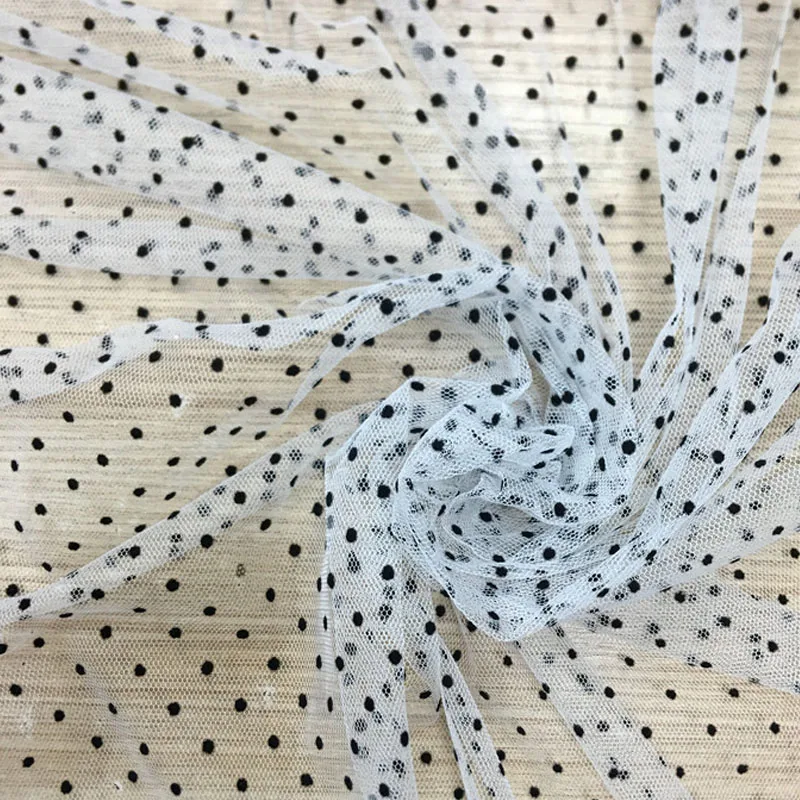 Кружевная ткань в горошек белый ширина 150 см | Дом и сад