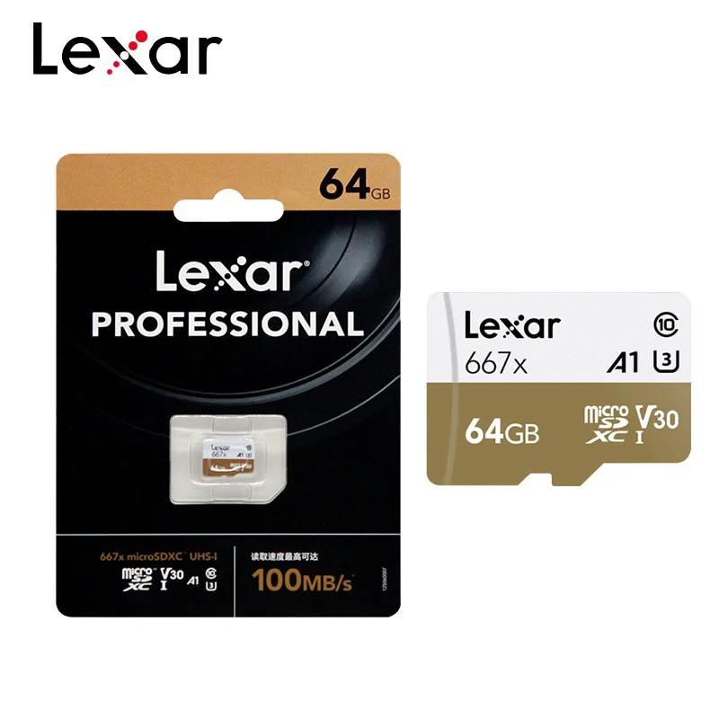 Lexar 256GB Micro SD Card SDXC Cards 667x UHS-I Cards TF Card Professional Memory Card 64GB U3 V30 A2 A1 Free shipping