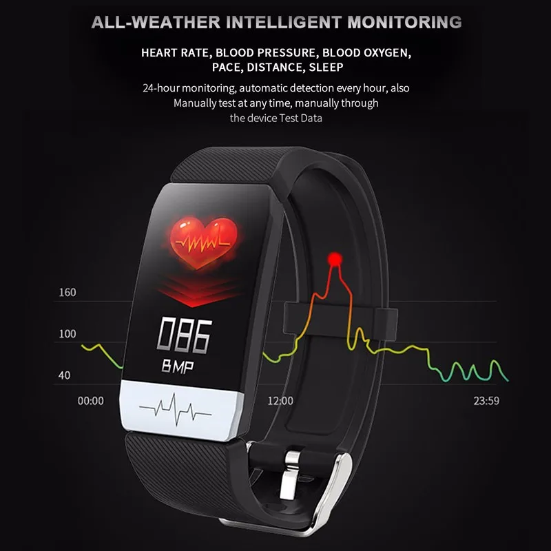 Смарт-браслет ЭКГ + PPG фитнес-трекер пульсометр кровяное давление IP67