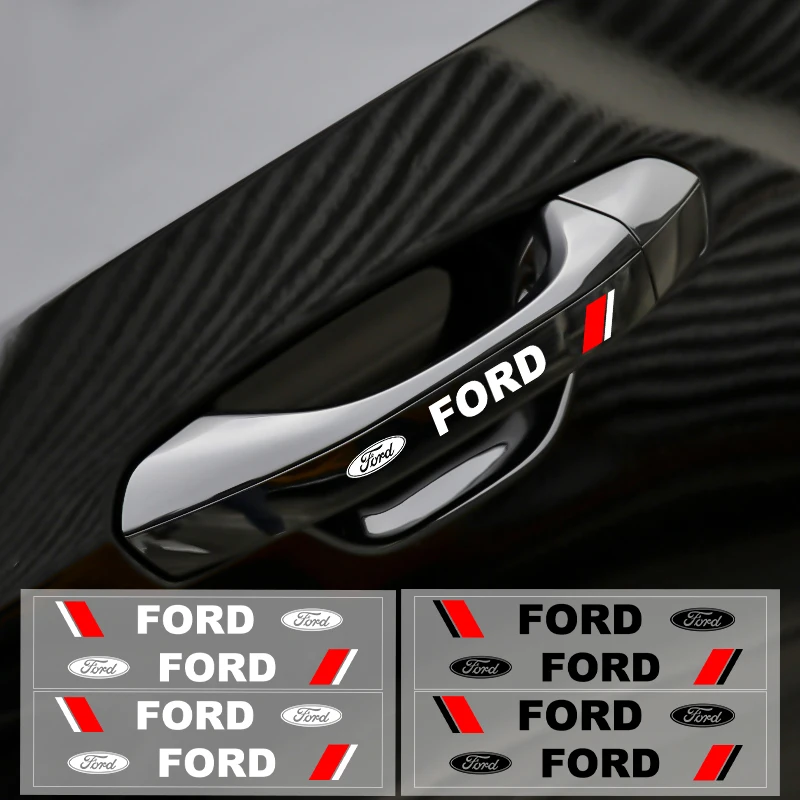 

4Pcs Car Door Handle Sticker Rear View Mirror Sticker Wheel Stickers with Logo for Ford Focus 1 2 3 EcoSport Auto Accessories