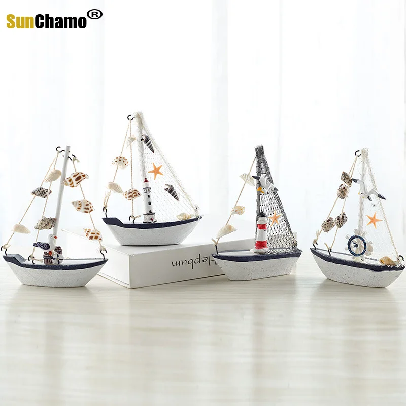 

2022 креативная Миниатюрная модель парусной лодки для украшения дома, аксессуары, Современный корабль с ракушкой, настольное украшение, пода...
