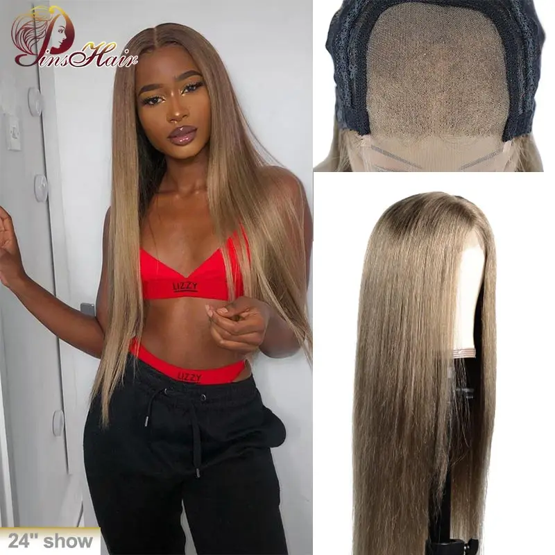 Gray Lace Front Human Hair Wig Brazilian Straight Human Hair Wigs 4*4 Lace Closure Green Wig PrePlucked With Baby Hair 130% Remy