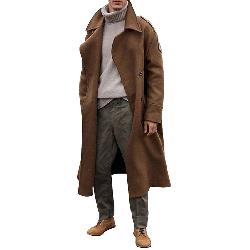 

2022 Trench Coat Mens Overcoat Casual Slim Fit Windbreak Plus Size Solid Long Coat Men Fashion Spring Jacket Homme