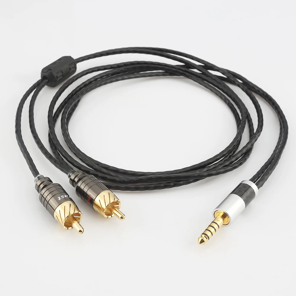 

HI end Silver plated OCC 4.4mm 5 Pole Male Balanced to 2RCA Upgraded Cable Max OCC+Silver plated OCC