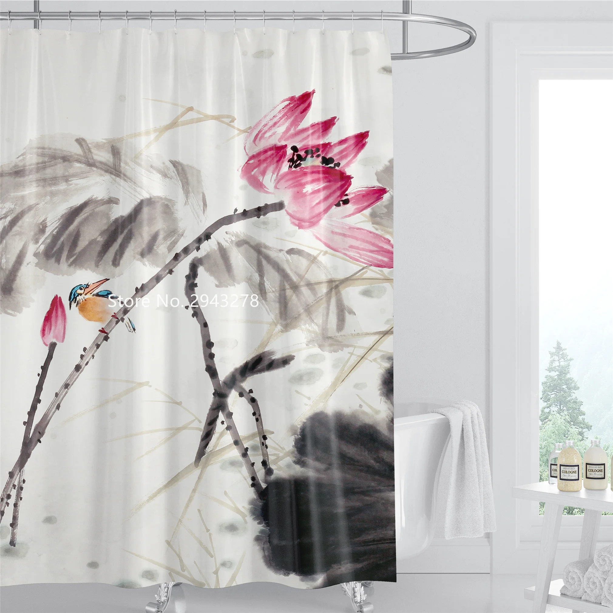 

Color Oil Painting Series Pattern Waterproof and Mildewproof with Hook Can Be Water Shower Curtain Home Bathroom Decoration