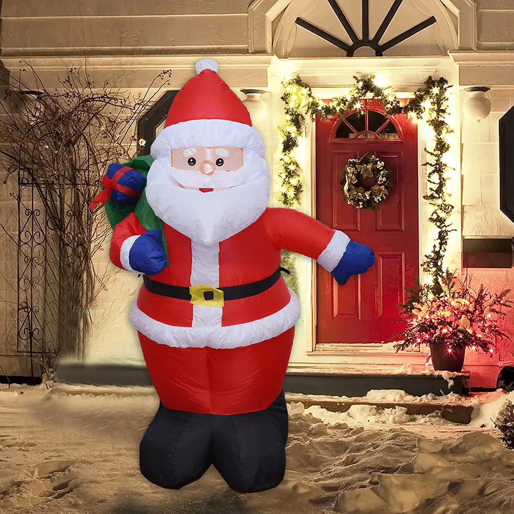 Bolsa de regalo gigante inflable de Papá Noel de 47 pulgadas, adornos de decoración navideña para vacaciones, Nochebuena, Año Nuevo, 2022