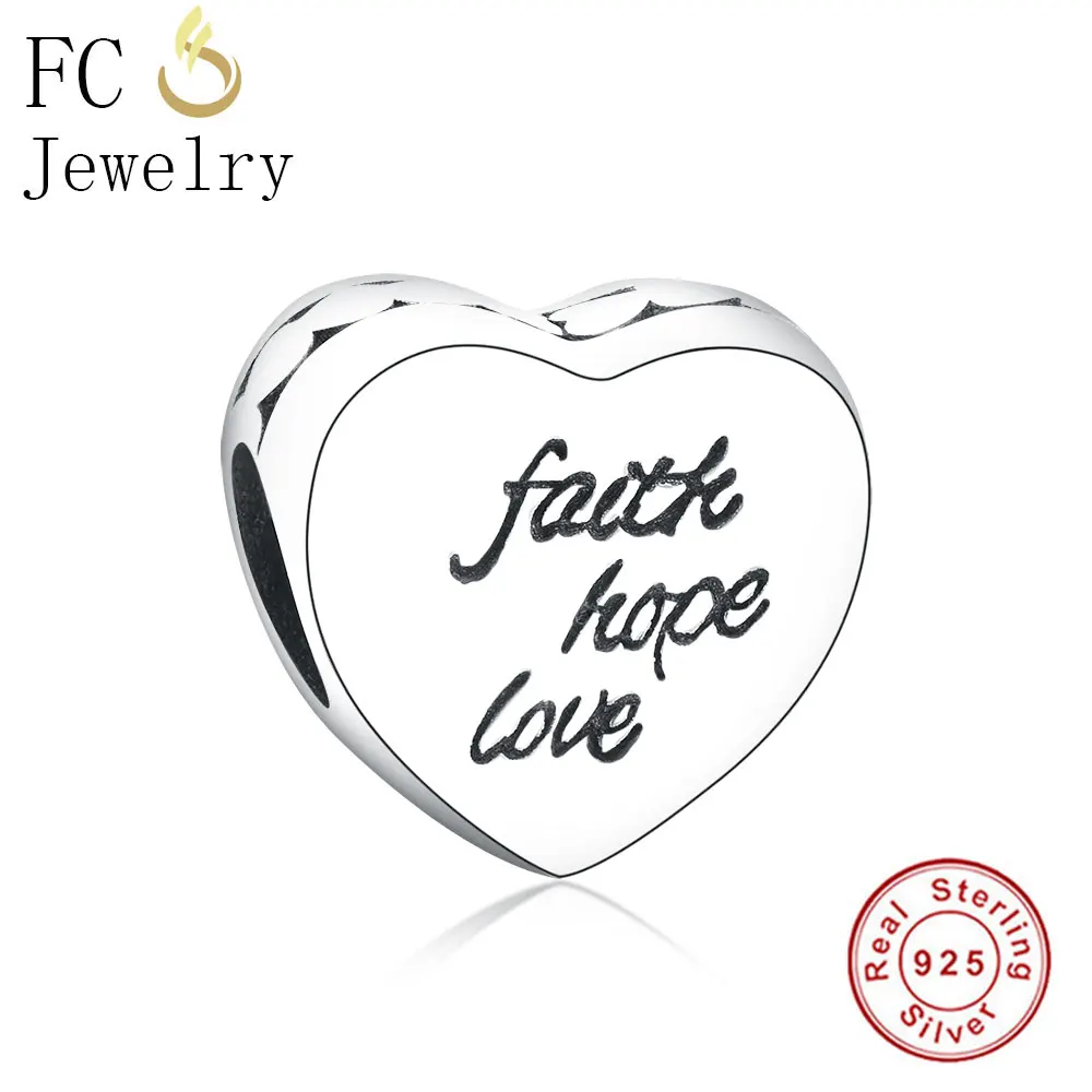 FC ювелирные изделия Подходит Pandora шармы браслеты 925 Стерлинговое письмо надежды