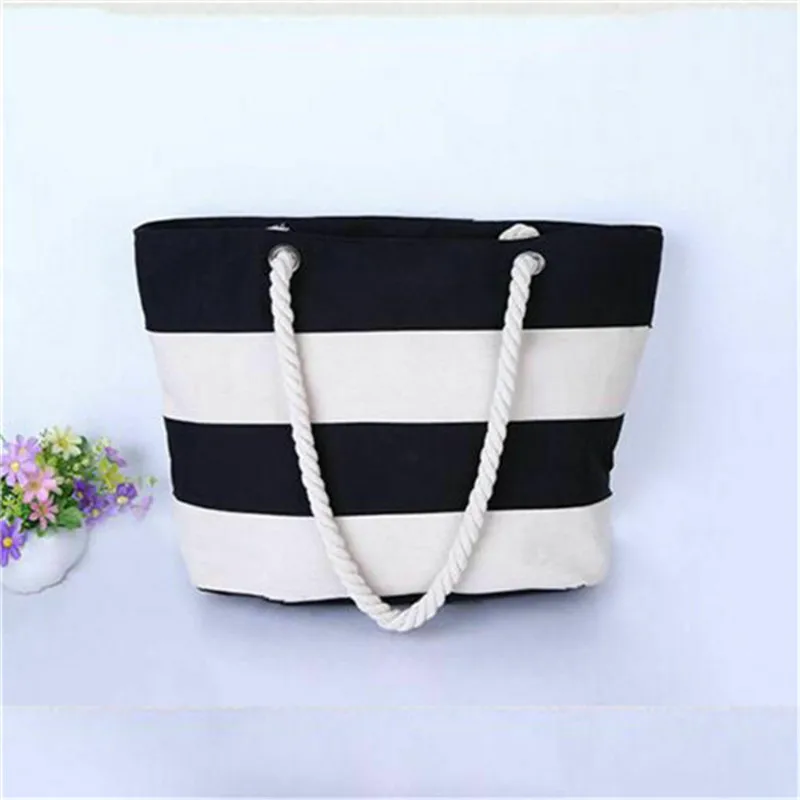 Летние холщовые сумки полосатые принты пляжные тоут женская сумка на плечо