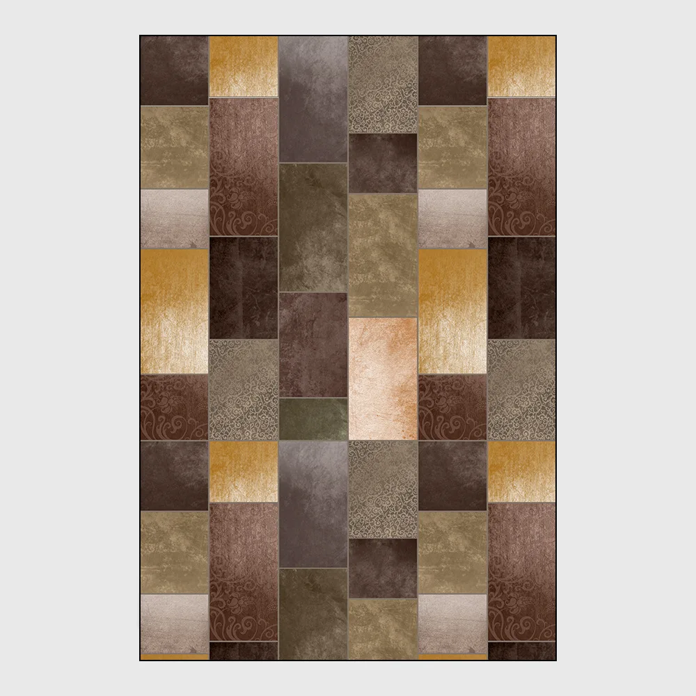 

American luxury Yellow brown green door mat Geometric pattern splice carpet living room door mat custom made bedroom plush rug