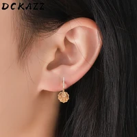 dckazz copper luxury natural zircon drop earring party punk hollow round pendant earrings women engagement jewelry 2021 fashion