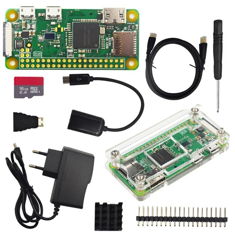 

for Raspberry Pi Zero W Kit 5MP Camera RPI Zero W Case Heat Sink Power Adapter Adapter Kit Mini HDMI-EU Plug