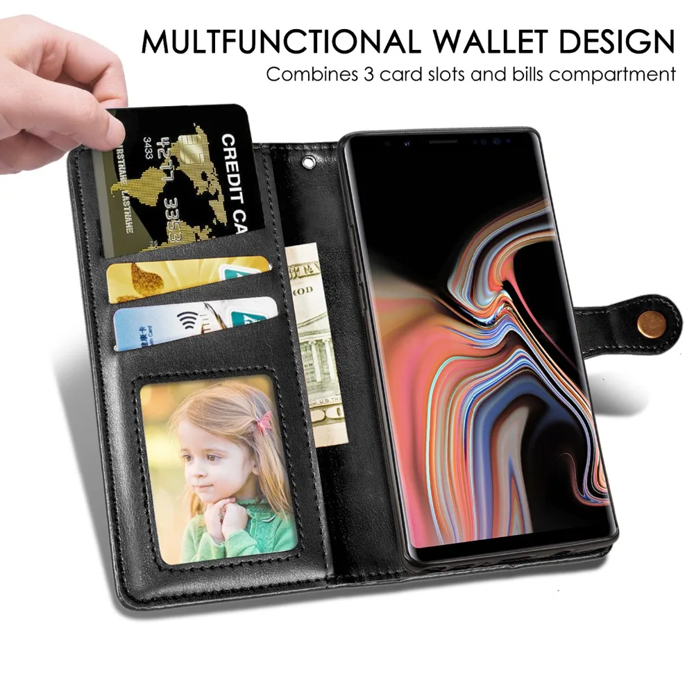 Business Flip Leather Wallet Cover Case For Samsung Galaxy A10 A20 A40 A50 A70 M10 S8 S9 S10e S10 Plus Note 8 9 10 Pro J2 Prime