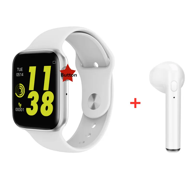 white add headset Bluetooth умные часы W34 ECG монитор сердечного ритма умные часы для мужчин для Android/ios huawei xiaomi samsung gear S3 pk GT08 - Цвет: white add headset