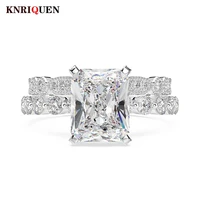 luxury real 925 sterling silver simulate moissanite diamond ring sets for women wedding engagement bridal ring jewelry gift