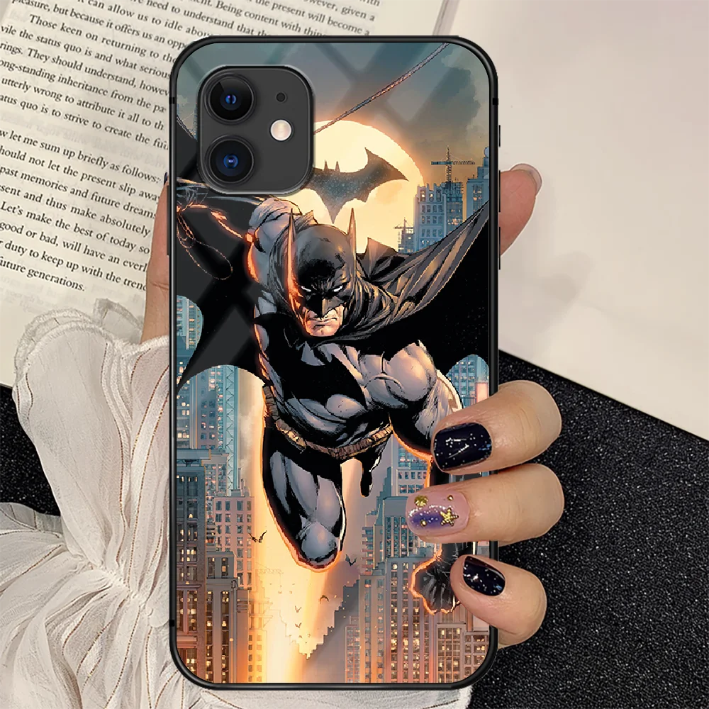 

Superhero Batmans Phone Tempered Glass Case Cover For IPhone 6 6S 7 8 11 12 X Xr Xs Se 2020 Pro Max Plus Mini Silicone Cover