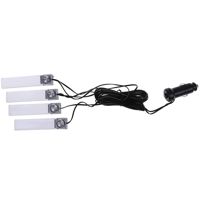 

4 шт. светодиодный интерьер автомобиля атмосфера синий светильник зарядка пол Декор Светильник аксессуары