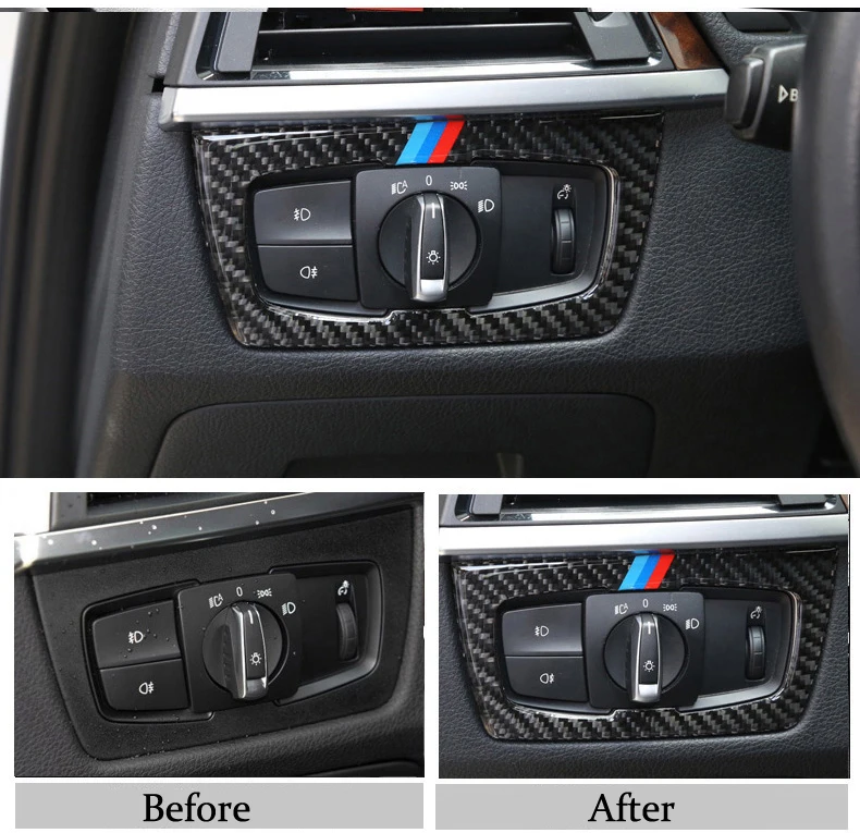 

For BMW F30 F32 F34 Interior Carbon Fiber Headlight Switch Buttons Cover Trim Car Styling Stickers 3 4 Series 3GT Accessories