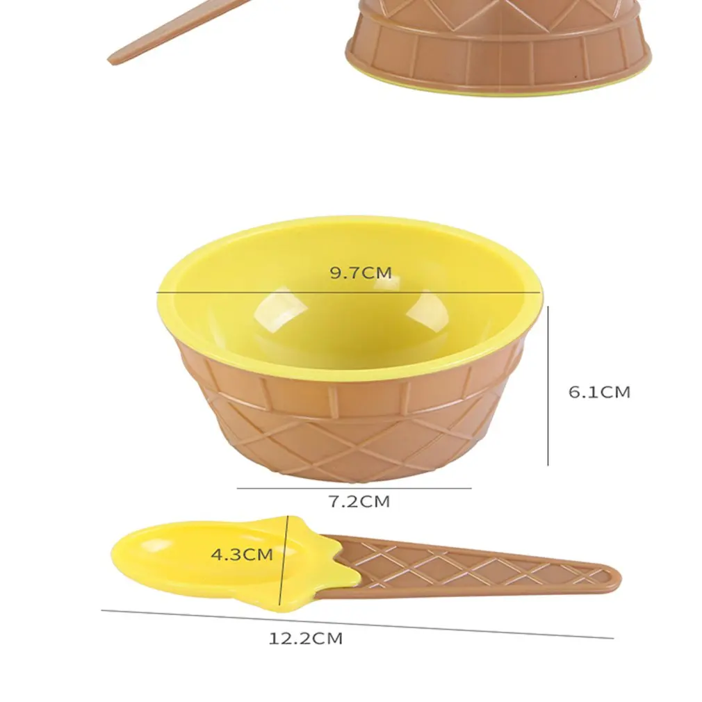 Миски для мороженого с ложкой двойные уплотненные пластиковые милые детские