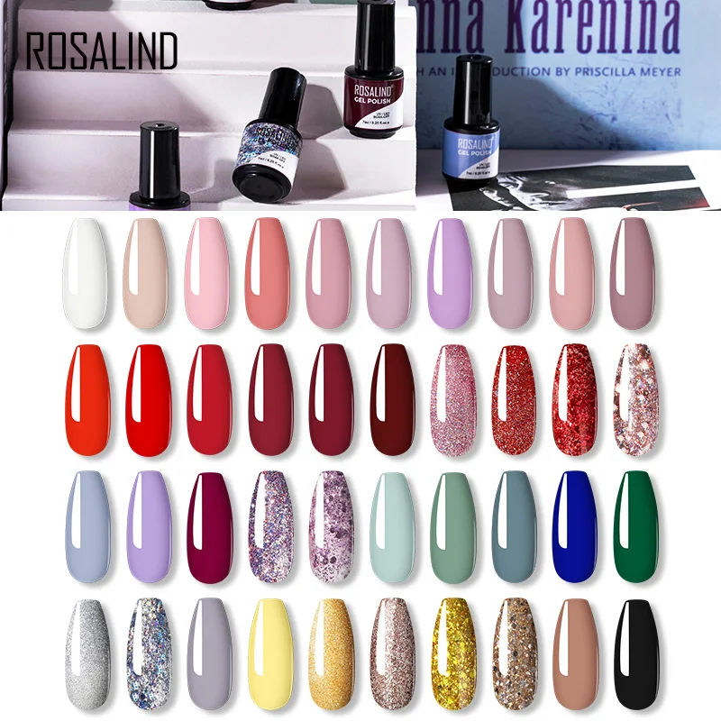 ROSALIND Nail Polish Glitter Series Gel All For Manicure Nails Art UV LED Soff Off Semi PermanentHybrid Varnishes | Красота и
