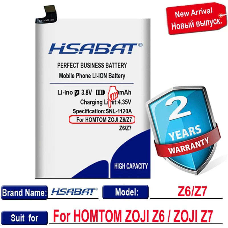 HSABAT 0 цикл 4100mAh батарея для HOMTOM ZOJI Z6 / Z7 высокое качество Мобильный телефон