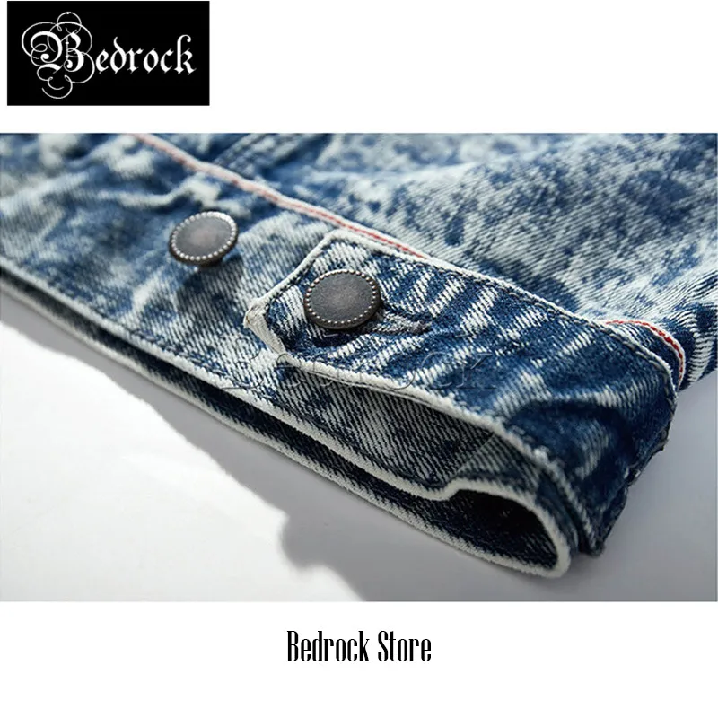 

Bedrock 14oz American retro snowflake washed denim jacket Ami khaki vintage indigo right diagonal Red Line Denim jacket 3005
