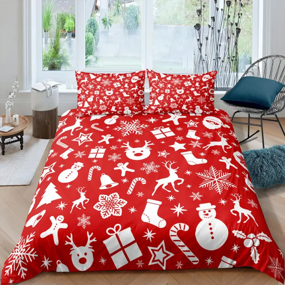 

3D Christmas Pattern Bedding Set Queen Cute Printed Duvet Cover Bedclothes 2/3pcs Home Textiles Luxury High Quality Bedspread