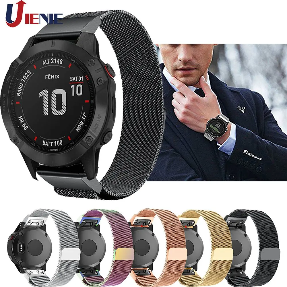 26mm Milanese Watchband Strap for Garmin Fenix 6x/6xPlus/5x Plus/3/3HR/Quaitx 3 Smart Watch Quick Release Bracelet Wristband | Электроника