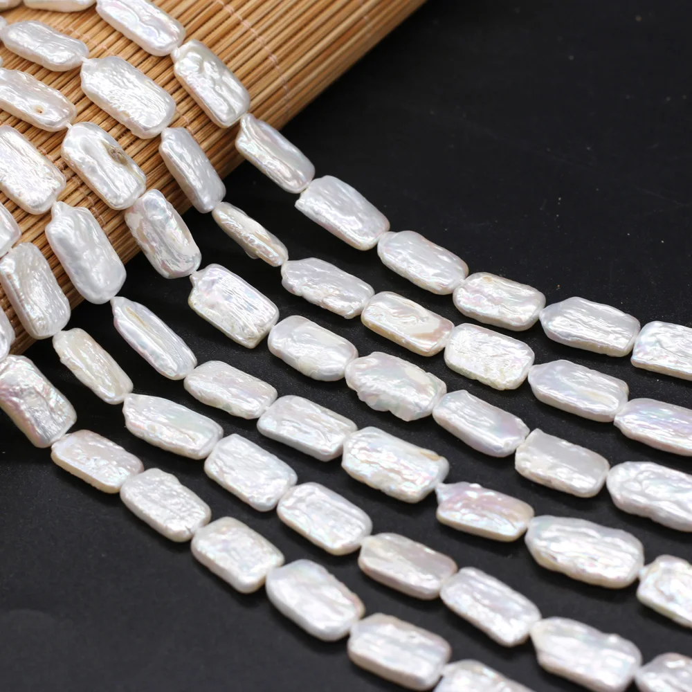 

Natural Freshwater Pearl Beads For DIY Jewelry Making Necklaces Bracelets And Earrings White Baroque Rectangle 8x17-9x18mm 36cm
